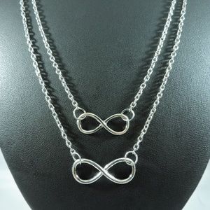 Silver Double Infinity Pendant Necklace